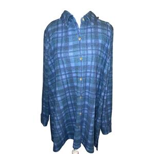 Susan Graver Weekend 1XP Brushed Waffle-Knit Button-Front Shirt/Tunic Stretch
